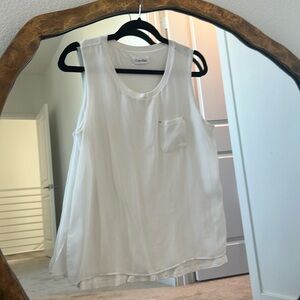 Ivory - Calvin Klein Sleeveless Top with sheer overlay and breast pocket size M